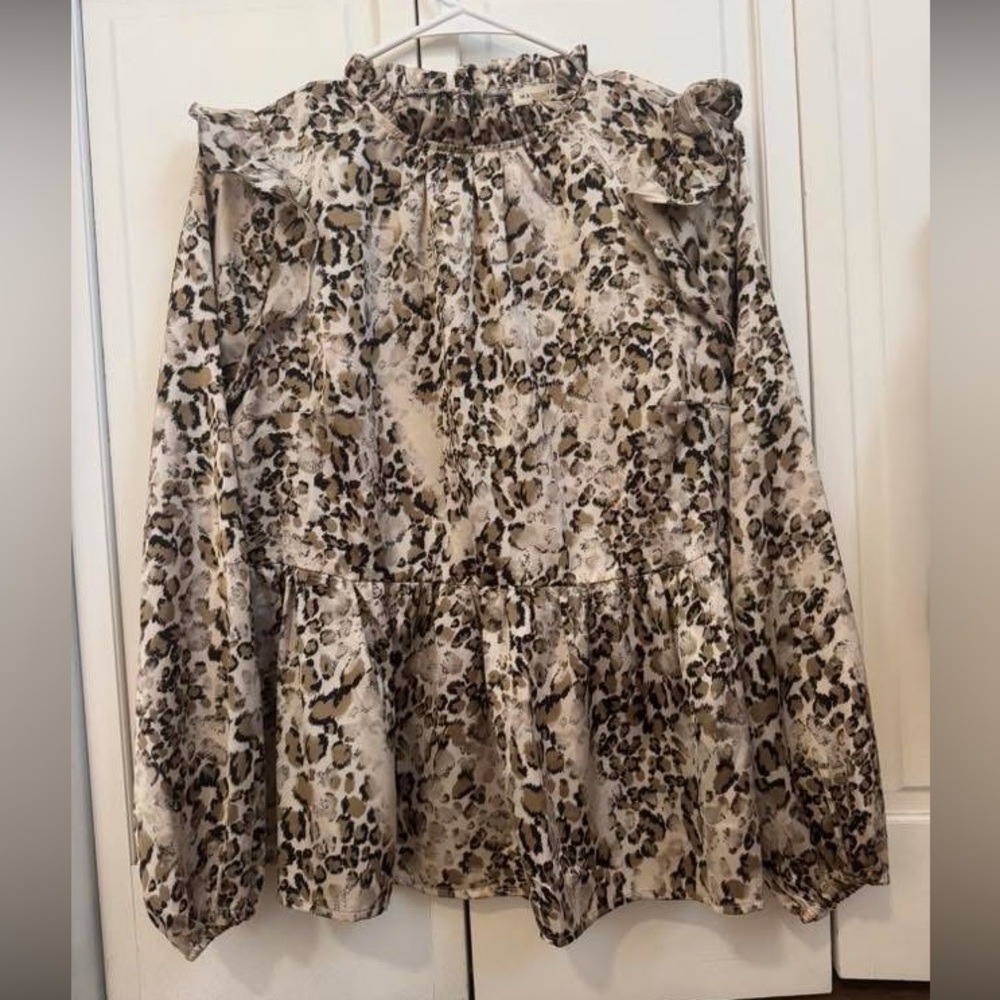 Leopard Print Ruffle Blouse